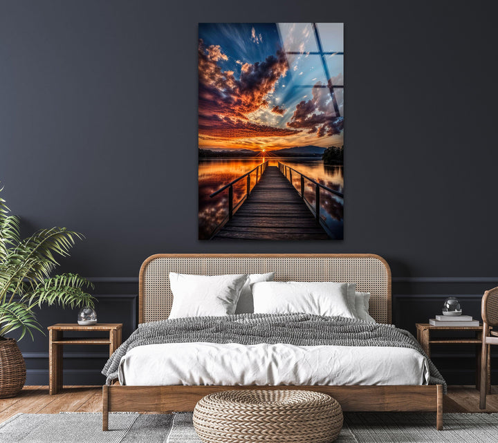 Modern glass wall art bringing warmth and tranquility into any space.
