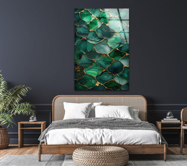 Golden Green Marble Glass Wall Art photo print on glass, prints on glass wall art