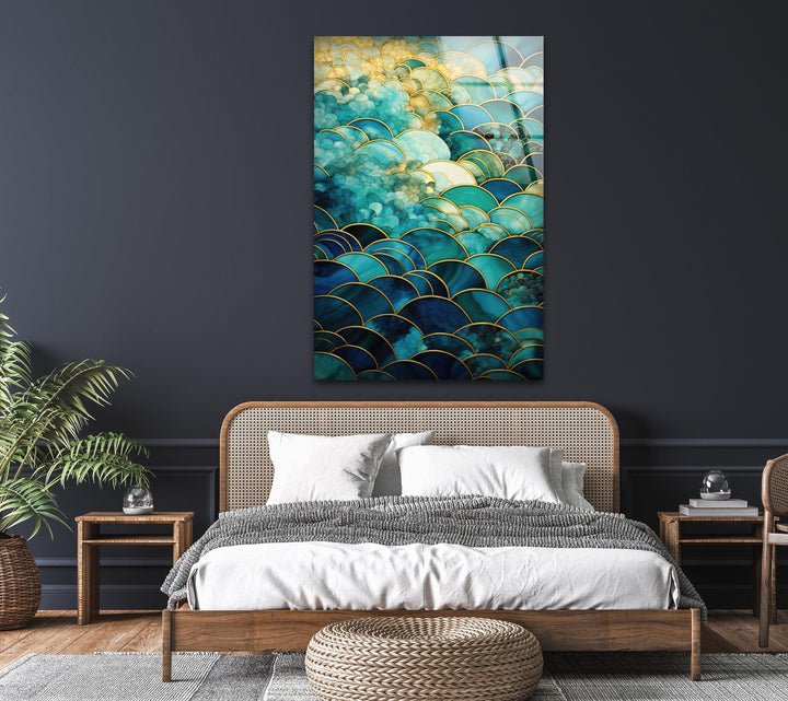 Stained Green and Gold Glass Wall Art custom glass photo prints, large glass prints
