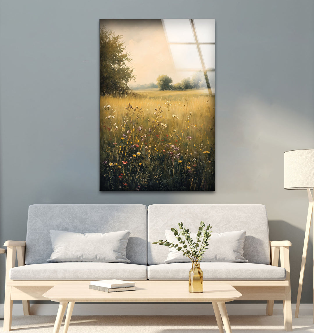Golden Meadow Bloom – Wildflower Field Oil Painting