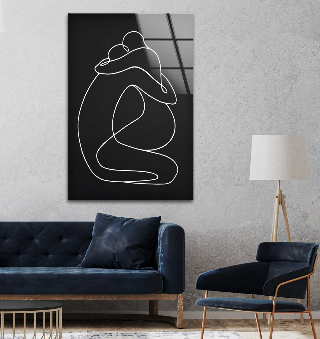 Couple's Embrace: An intimate and minimalist portrayal of love and affection.
