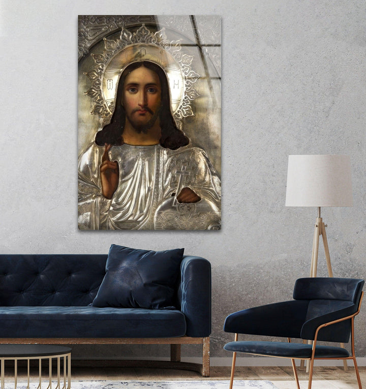 Jesus Portrait Glass Wall Art print picture on glass, Tempered Glass Wall Art
