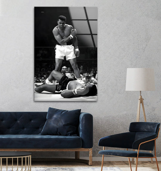 Muhammad Ali: Iconic Boxing Knockout on Glass Wall Art
