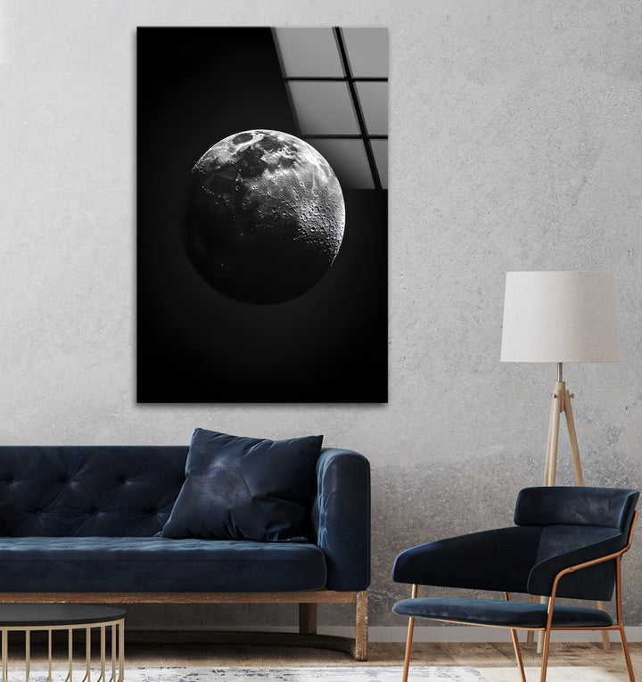 Moon’s Glow: A Stunning Black and White Portrait of the Moon on Glass

