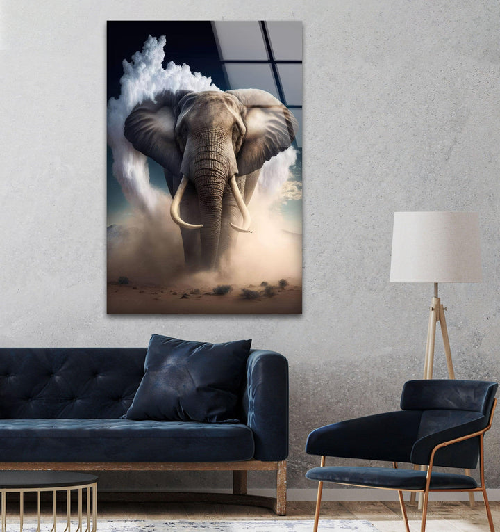 Desert Elephant Glass Wall Art glass image printing, glass prints from photos