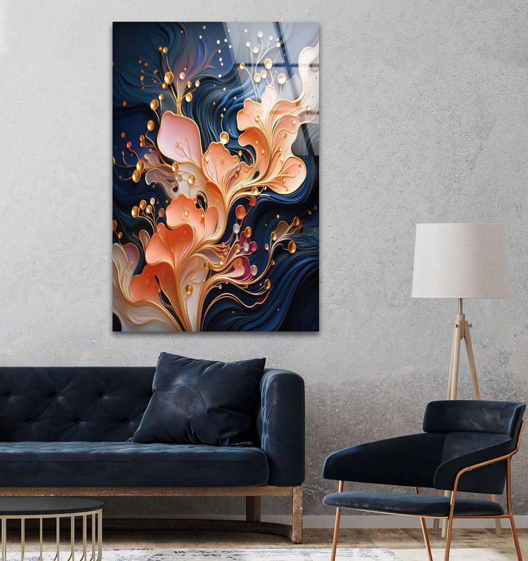 Floral Colorful Abstract Glass Wall Art, Glass Printing Wall Art, Print photos on glass
