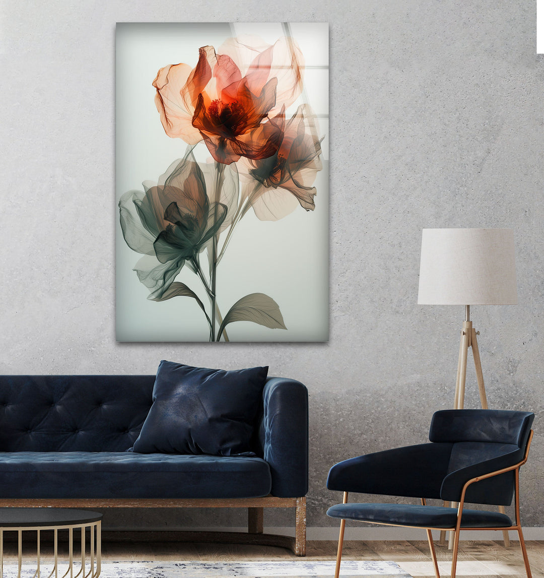 Watercolor Red Flower Glass Wall Art, glass image printing, glass prints from photos