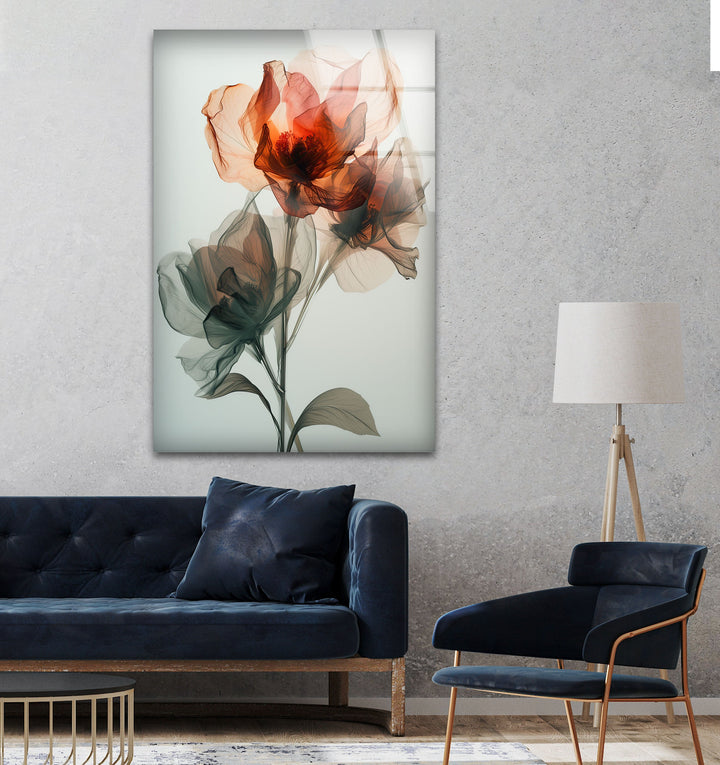 Watercolor Red Flower Glass Wall Art, glass image printing, glass prints from photos