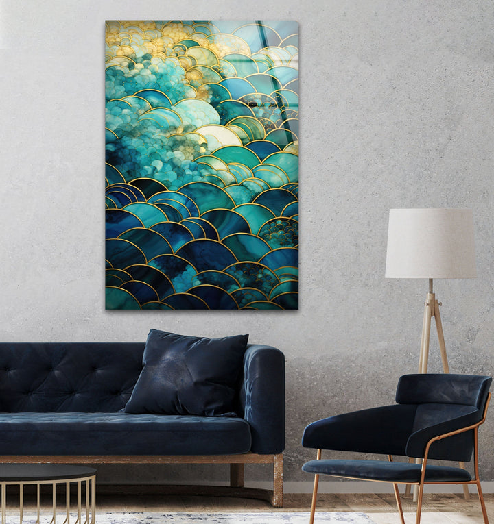 Stained Green and Gold Glass Wall Art large glass photo prints, glass wall photos