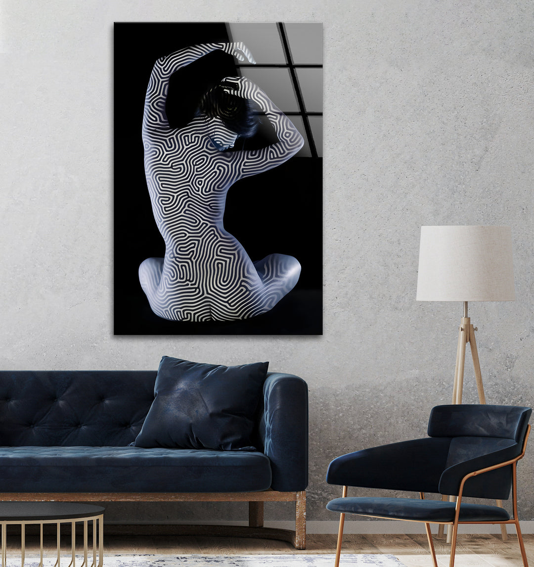 Abstrakte Körperkunst – Schwarz-Weiß-geometrische Akt-Wandkunst