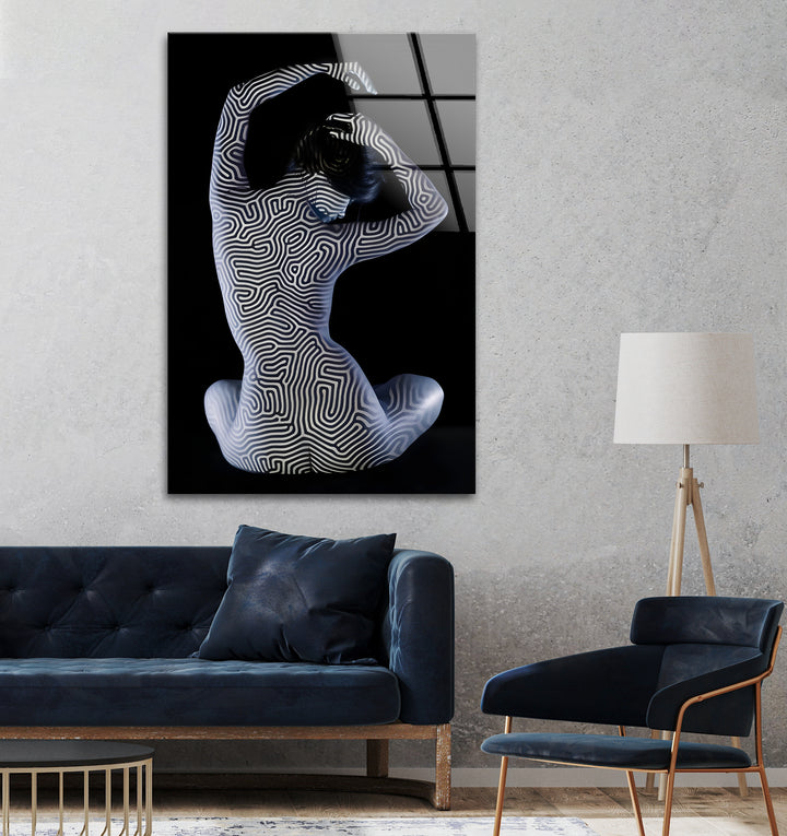 Abstrakte Körperkunst – Schwarz-Weiß-geometrische Akt-Wandkunst