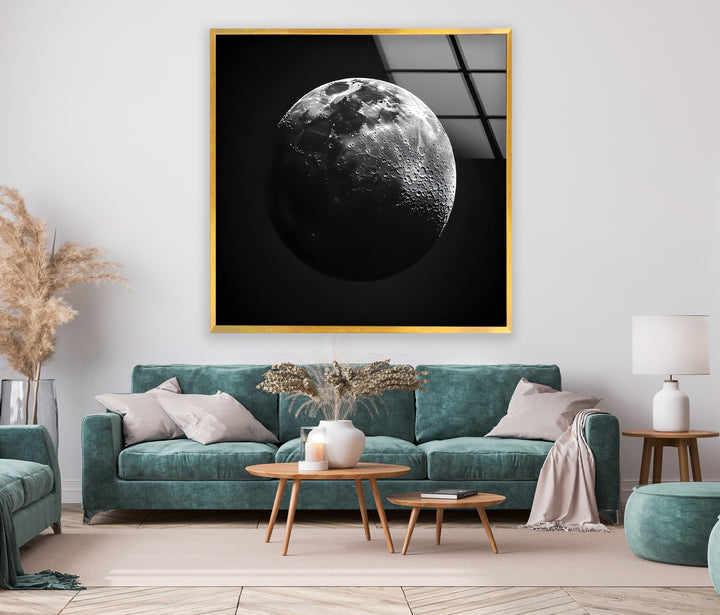 The Power of the Moon: Black and White Glass Wall Art
