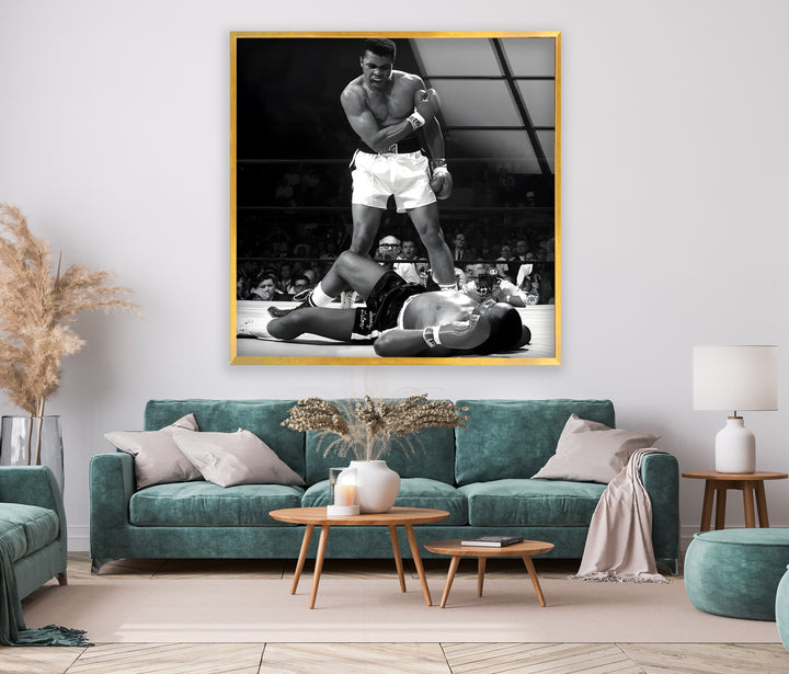 Muhammad Ali's Greatest Moment: Powerful Boxing Art on Glass

