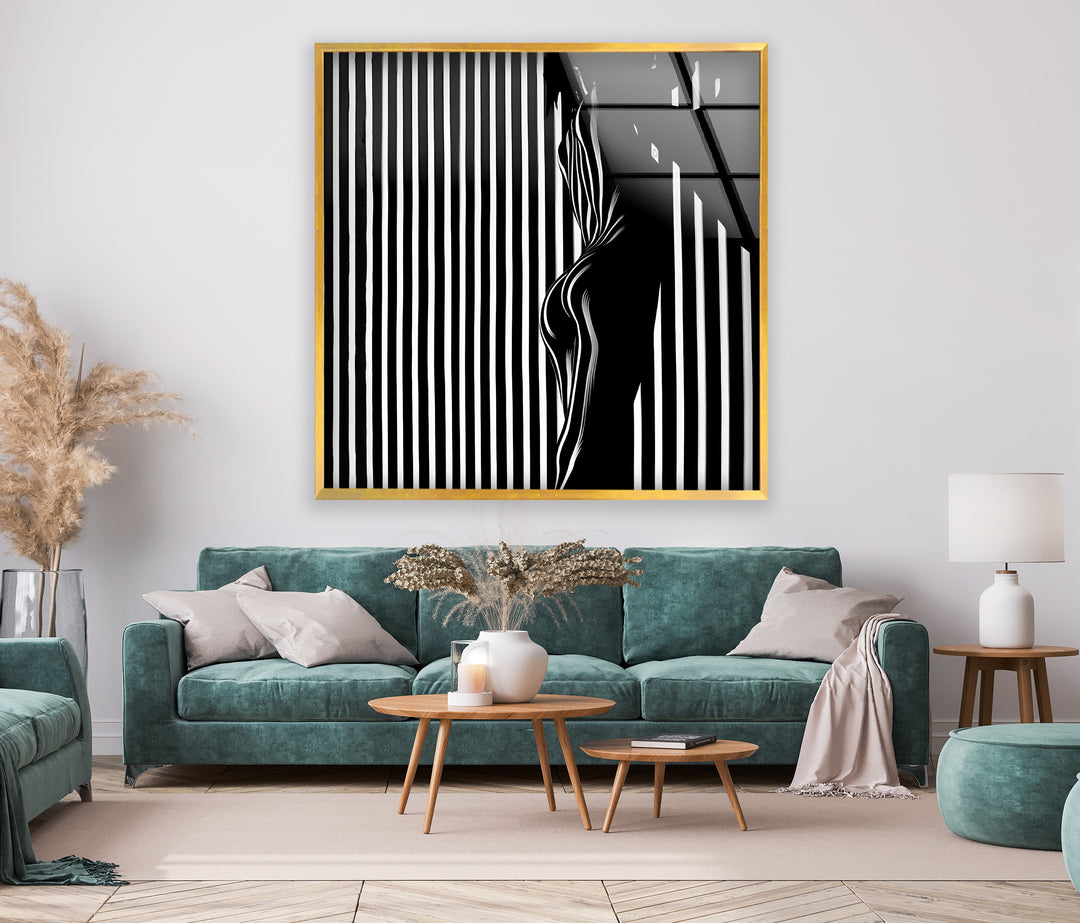 Monochrome abstract silhouette artwork that adds depth and sophistication to glass wall art decor.