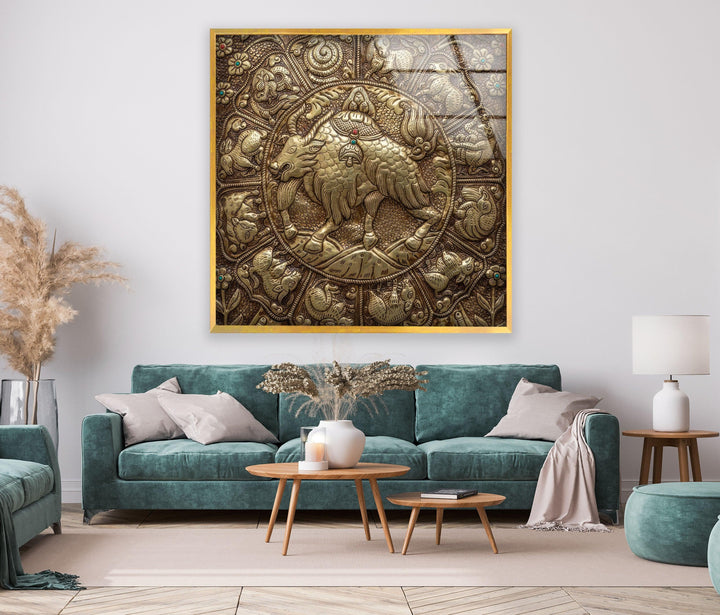 Stained Bull Design Glass Wall Art glass image printing, glass prints from photos
