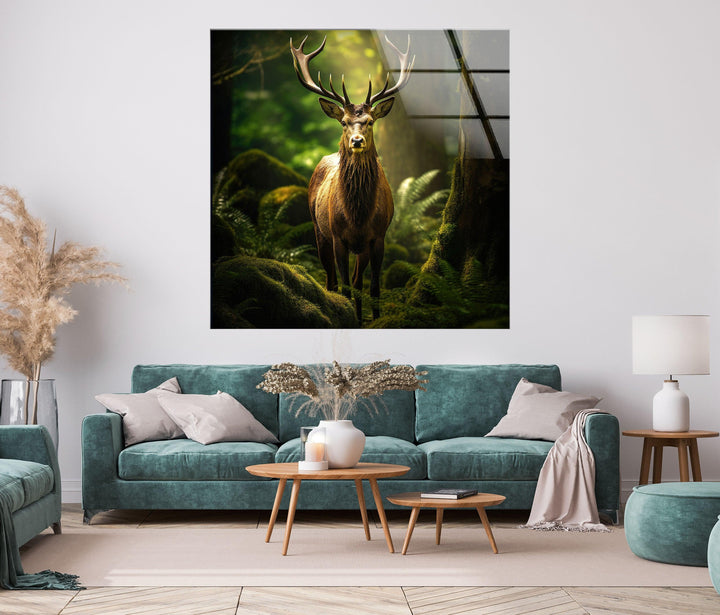 Deer In The Forest Glass Wall Art custom glass pictures, glass art prints
