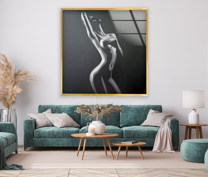 Abstrakte Aktskulptur – Moderner Schwarz-Weiß-Fine-Art-Wanddruck