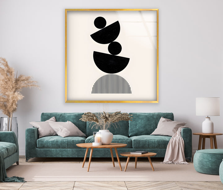 Abstrakte geometrische Kunst in Schwarzweiß – Moderner minimalistischer Wanddruck
