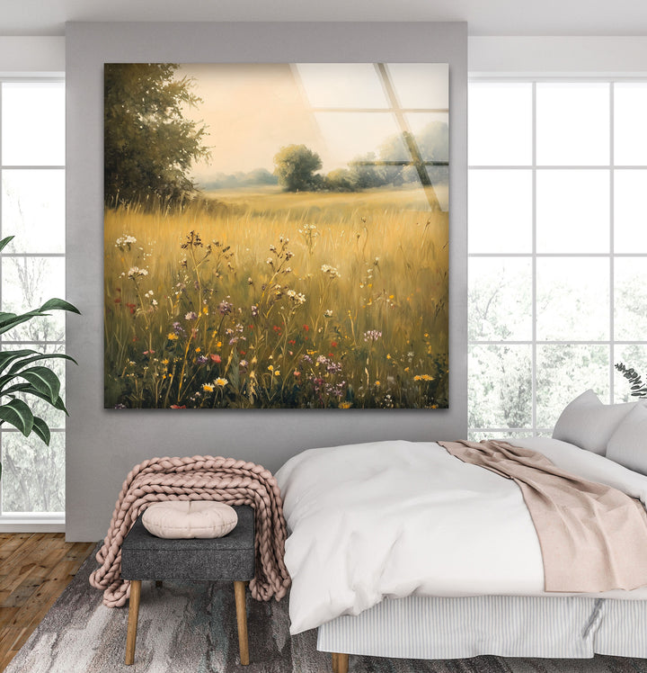 Golden Meadow Bloom – Wildflower Field Oil Painting