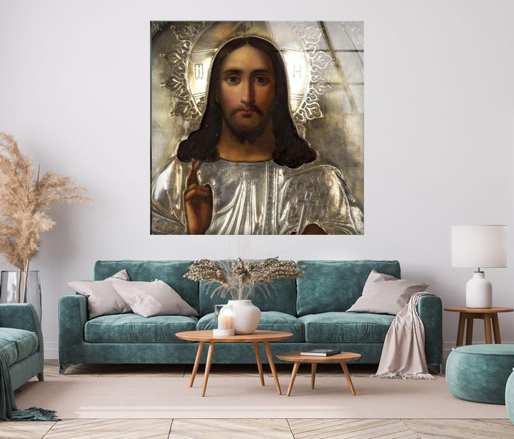Jesus Portrait Glass Wall Art print on glass, glass printed photos

