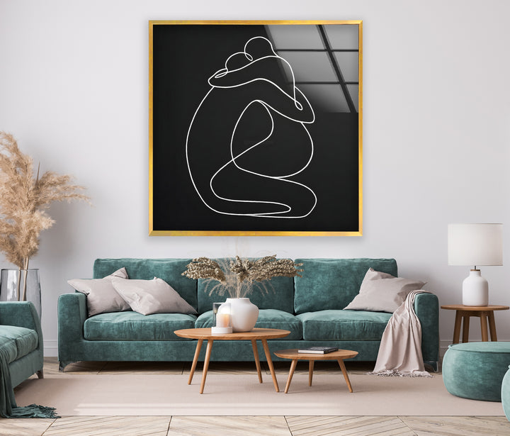 Couple's Embrace: A beautiful and simple representation of love in minimalist style.
