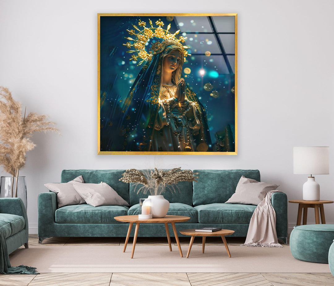 Virgin Mary Blessed Mother Glass Art Prints