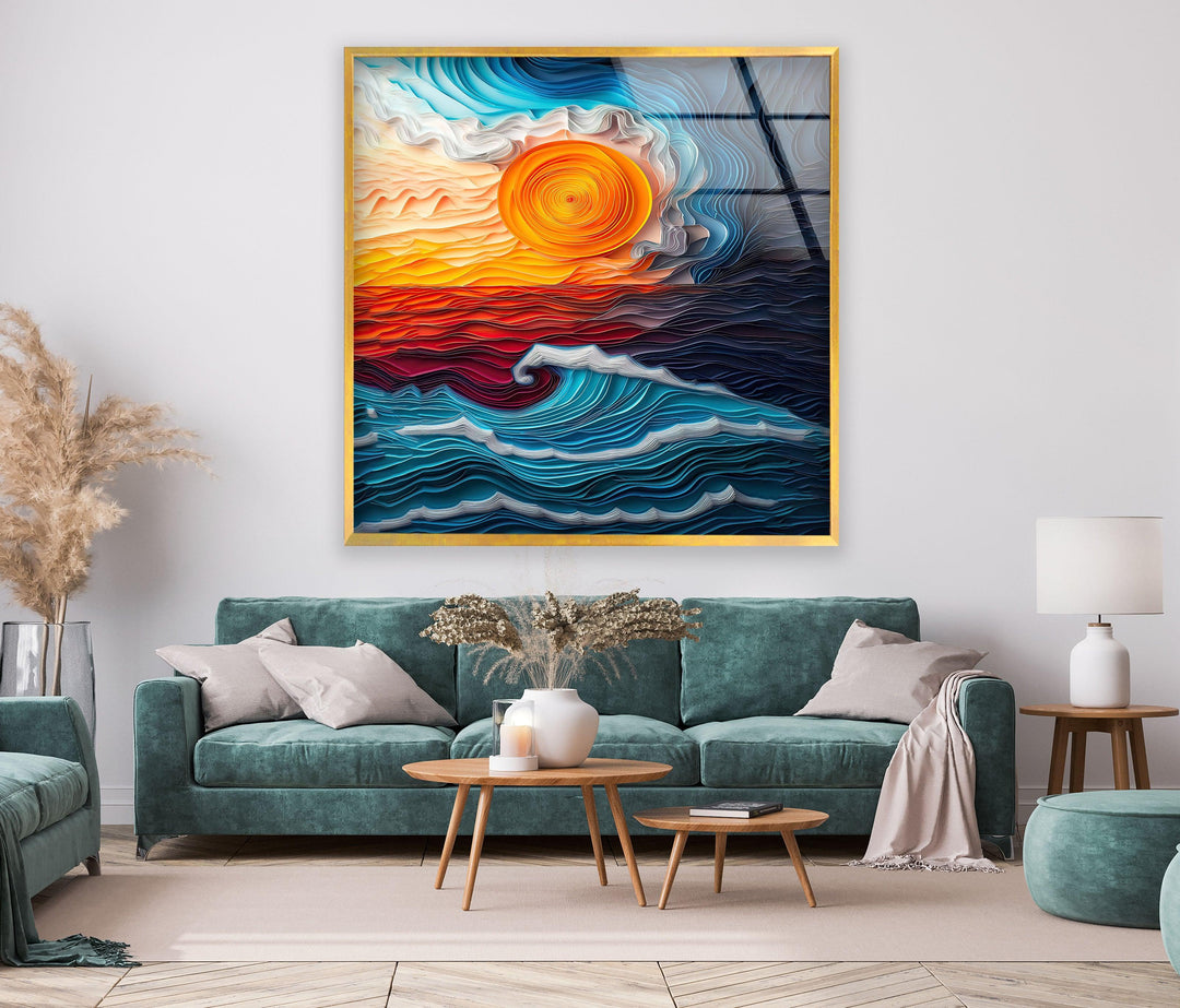 Vibrant sunset seascape wall art bringing warmth and depth to any space.
