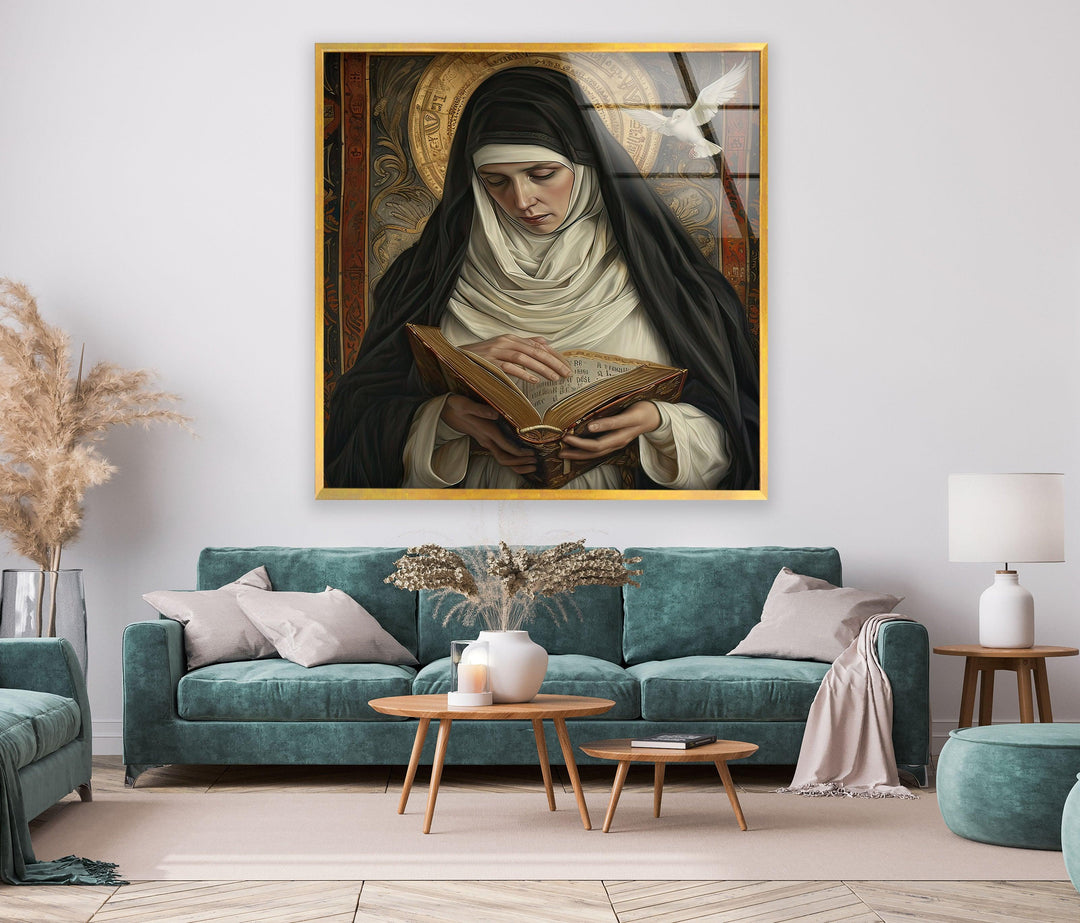 Teresa in Praying Glass Wall Art Decor | Glass Art Prints