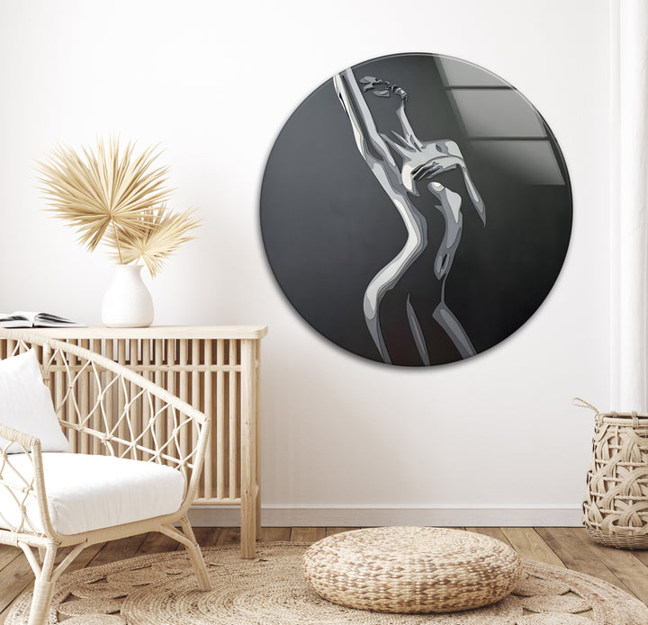 Abstrakte Aktskulptur – Moderner Schwarz-Weiß-Fine-Art-Wanddruck