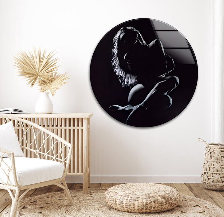 Elegante Akt-Silhouette – Sinnliche Wandkunst in Schwarz-Weiß
