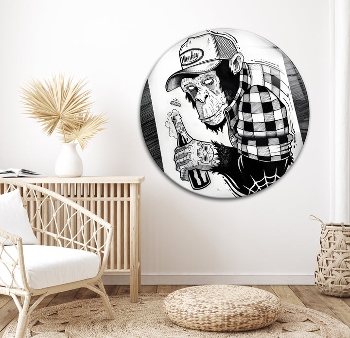 Rebellious Tattooed Monkey Artwork Printed on Tempered Glass
