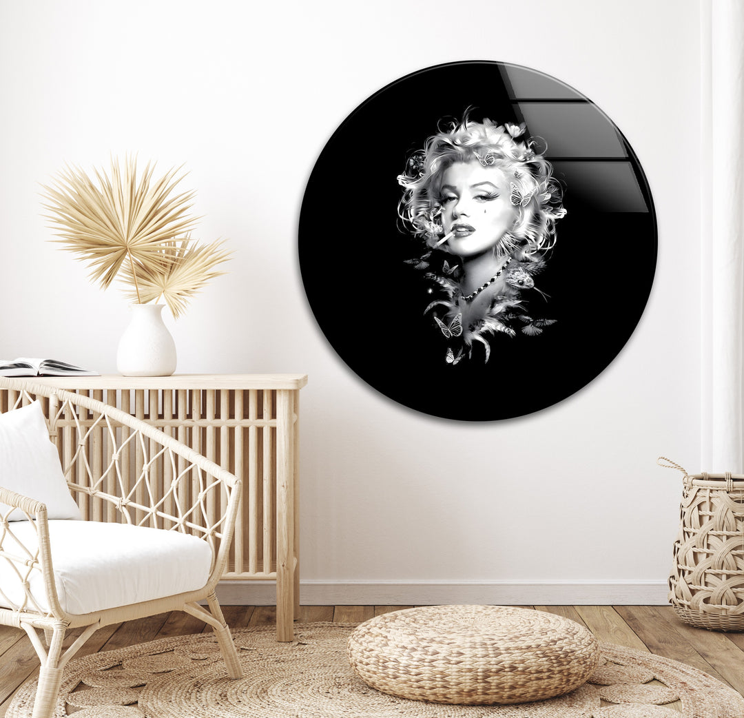 Marilyn Monroe: Elegant Black and White Art on Glass Wall
