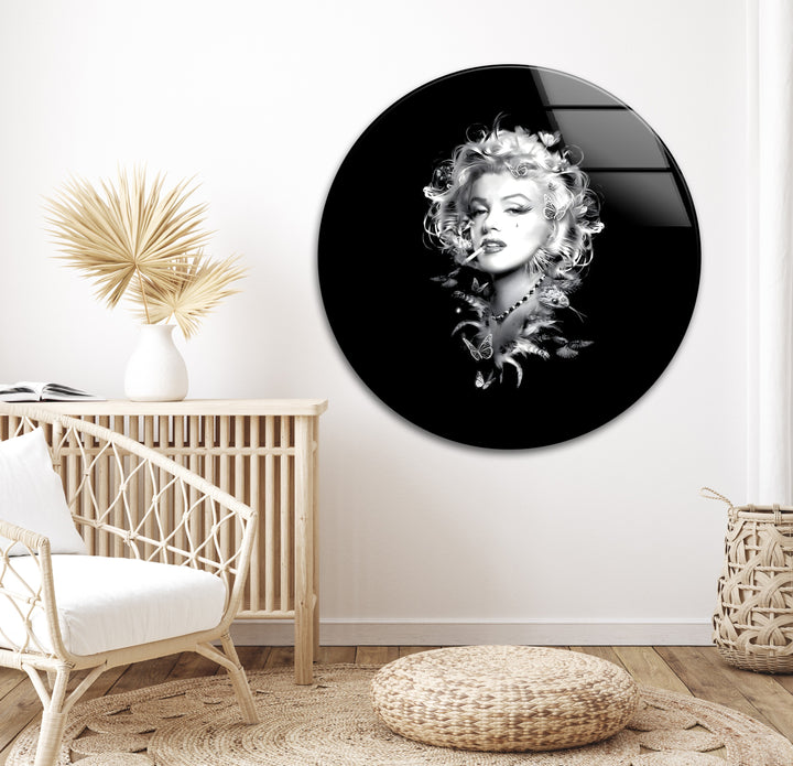 Marilyn Monroe: Elegant Black and White Art on Glass Wall
