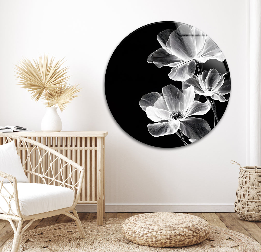 Nature-inspired elegance featuring detailed flower designs in a captivating black and white aesthetic.