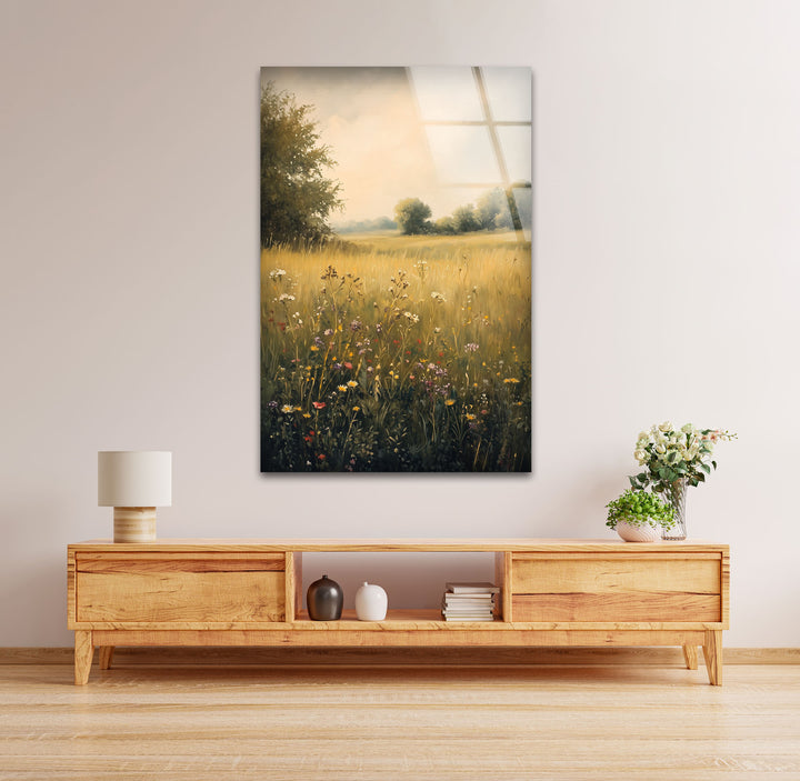 Golden Meadow Bloom – Wildflower Field Oil Painting