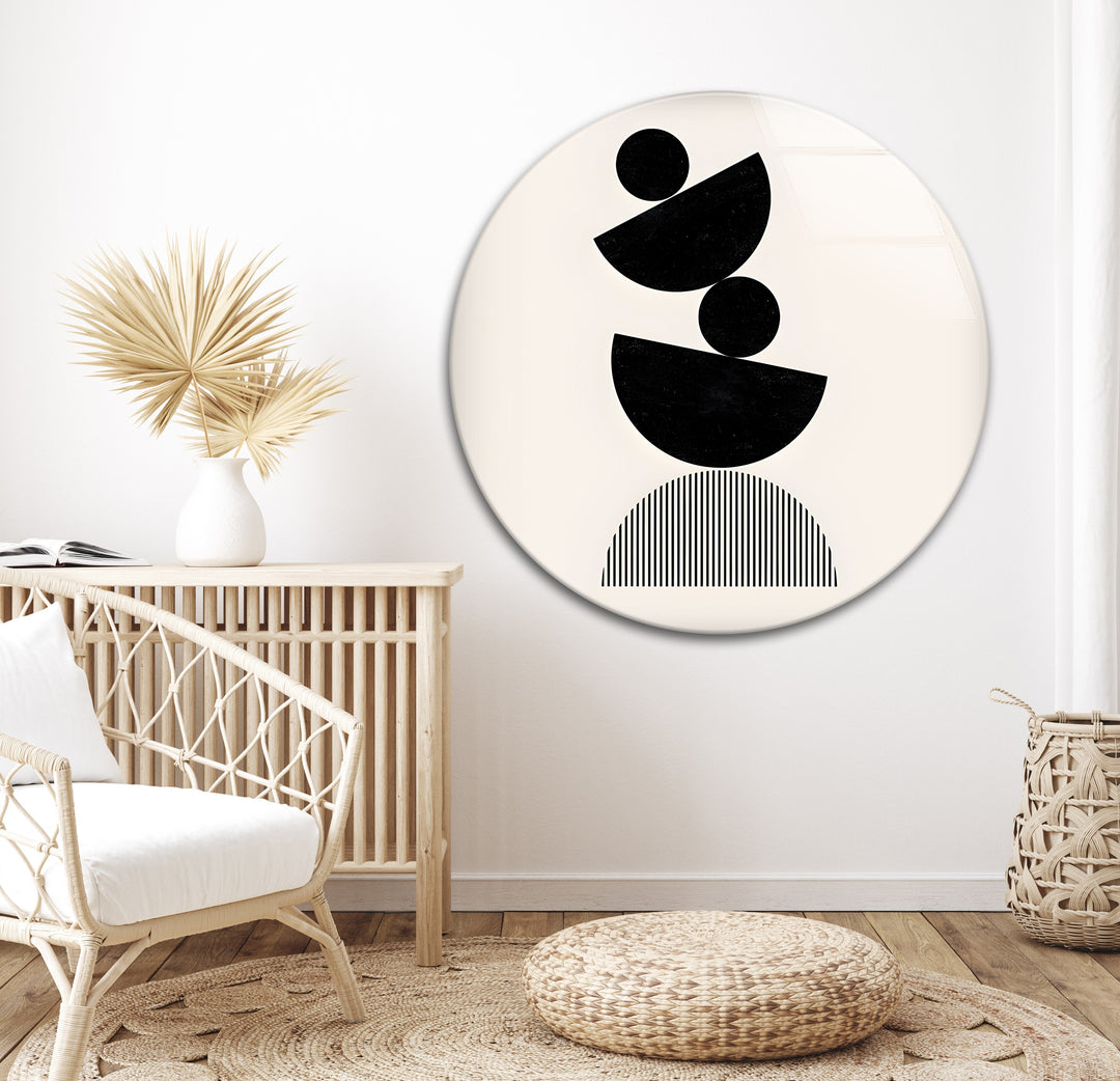 Abstrakte geometrische Kunst in Schwarzweiß – Moderner minimalistischer Wanddruck
