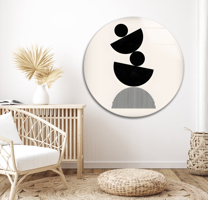 Abstrakte geometrische Kunst in Schwarzweiß – Moderner minimalistischer Wanddruck