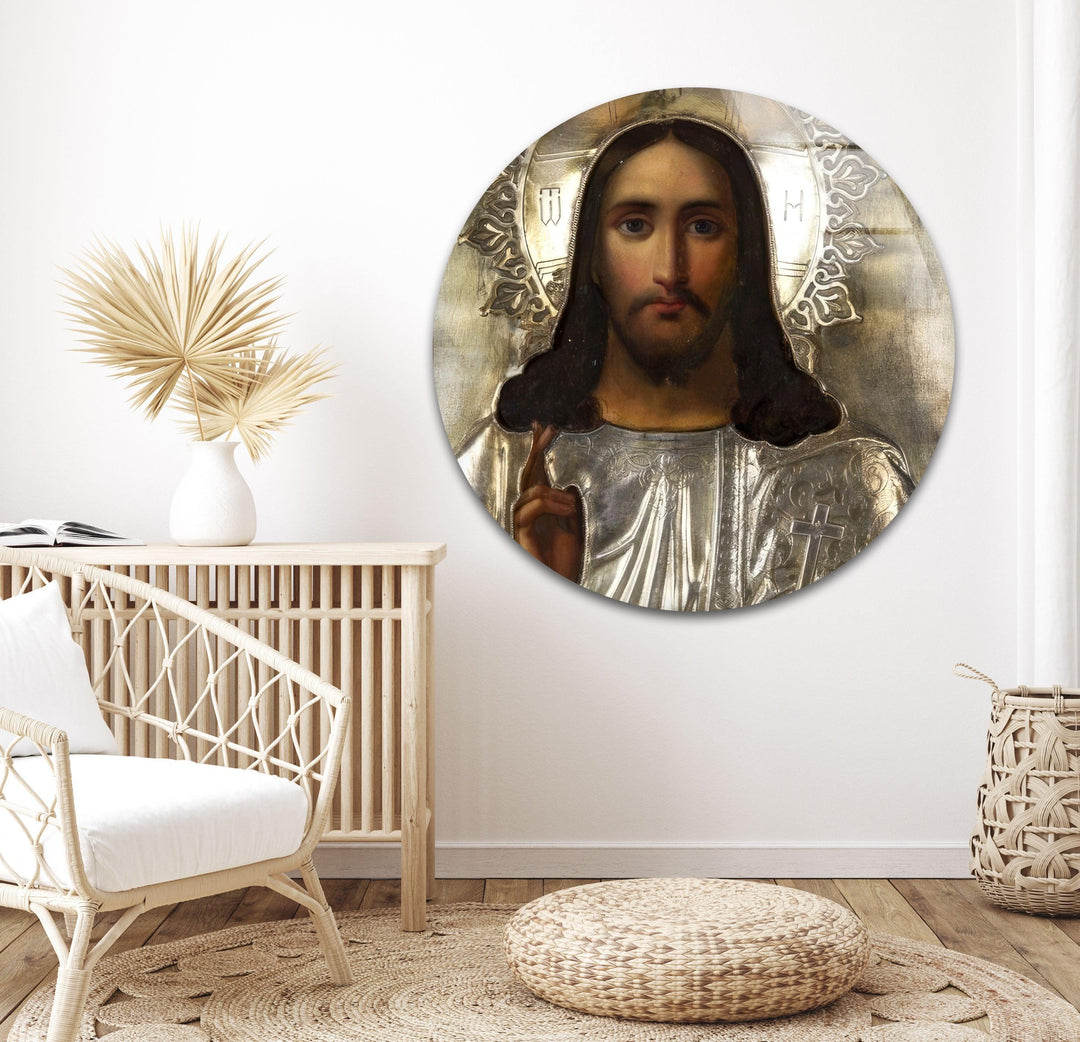 Jesus Portrait Glass Wall Art picture on glass wall art, photos printed on glass
