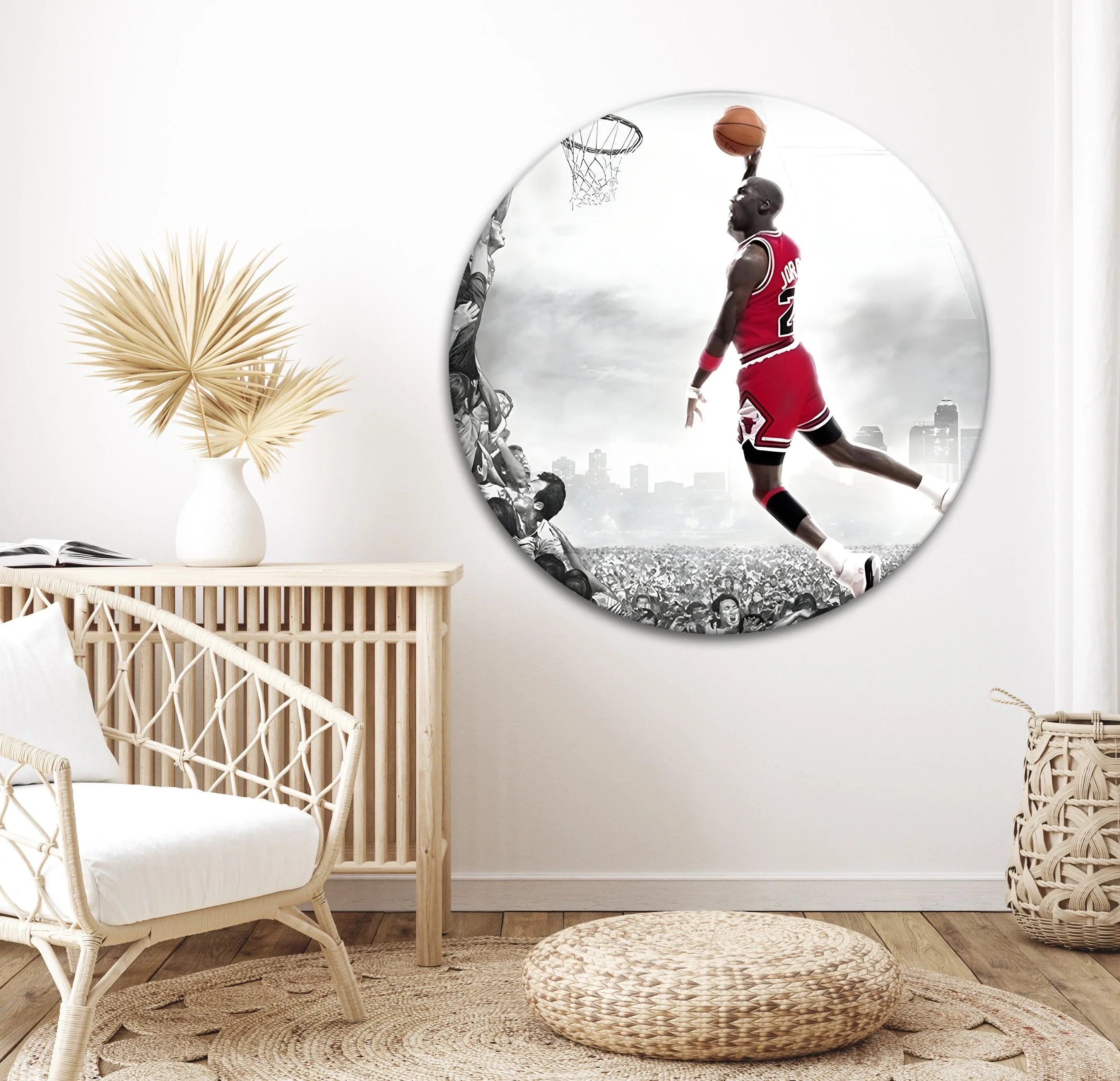 Michael Jordan Dunk | Legendary Basketball Glass Wall Art