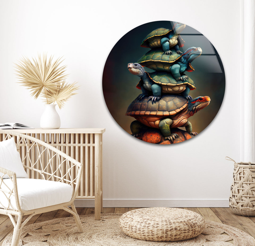 Turtle Family Glass Wall Art glass image printing, glass prints from photos
