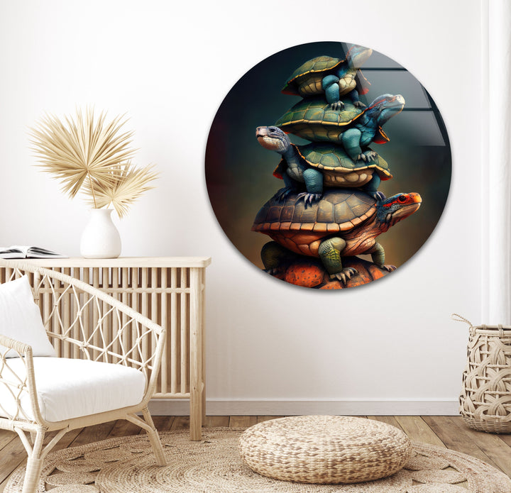 Turtle Family Glass Wall Art glass image printing, glass prints from photos
