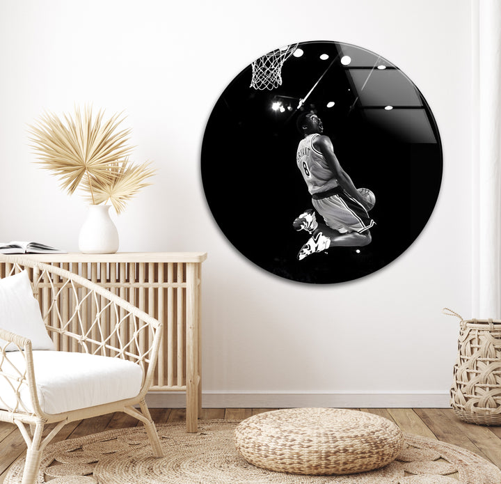 Capturing one of Kobe Bryant's most iconic moments in this stunning black and white glass wall art.

