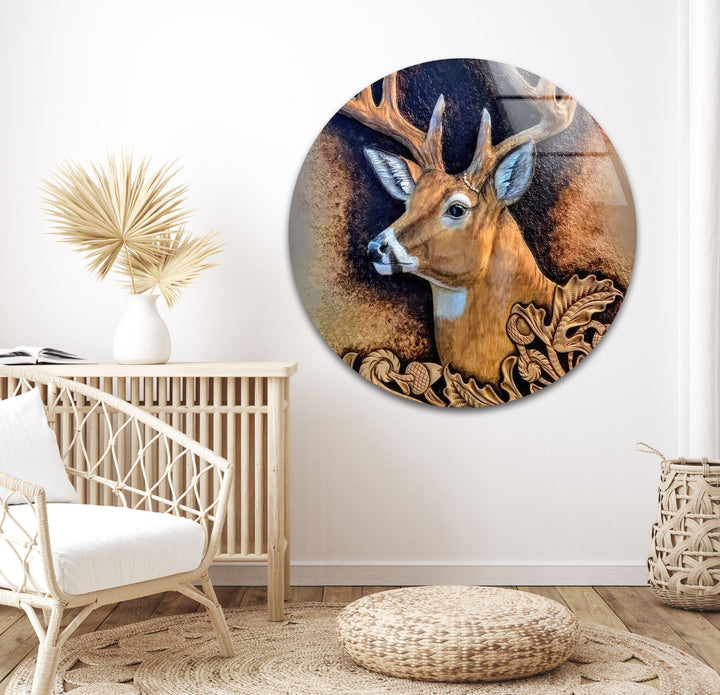 Deer Portrait Glass Wall Art glass art painting, glass art for the Wall
