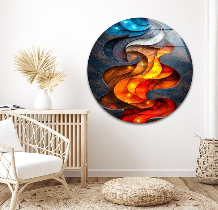 Blue & Red Design Glass Wall Art large glass photo prints, glass wall photos
