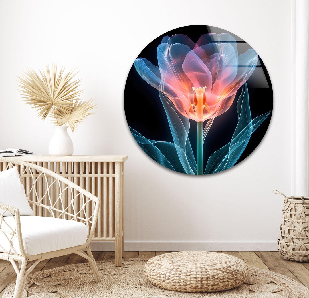 Colorful Xray Flower Glass Wall Art, glass image printing, glass prints from photos