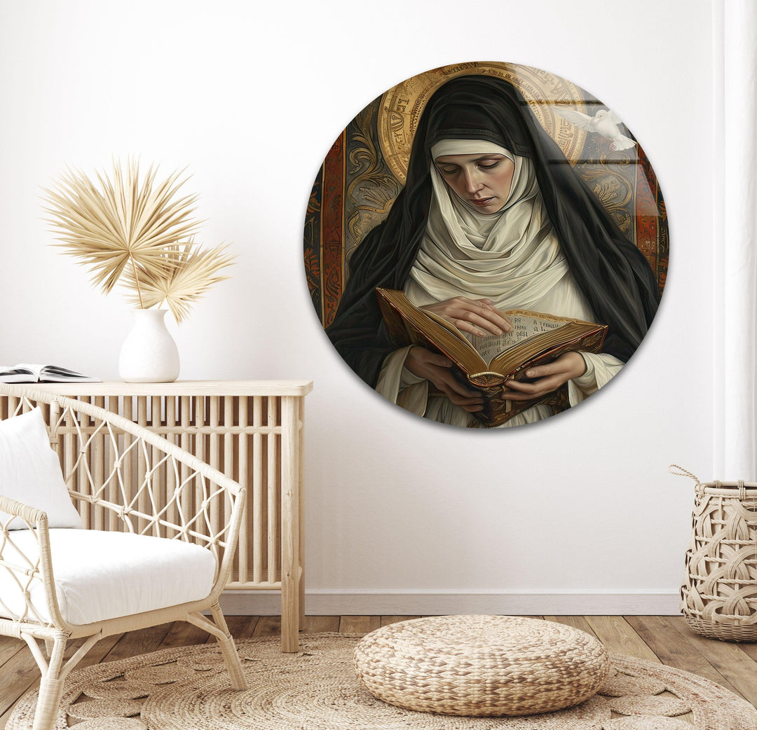 Teresa in Praying Picture on Glass | Elegant Wall Art