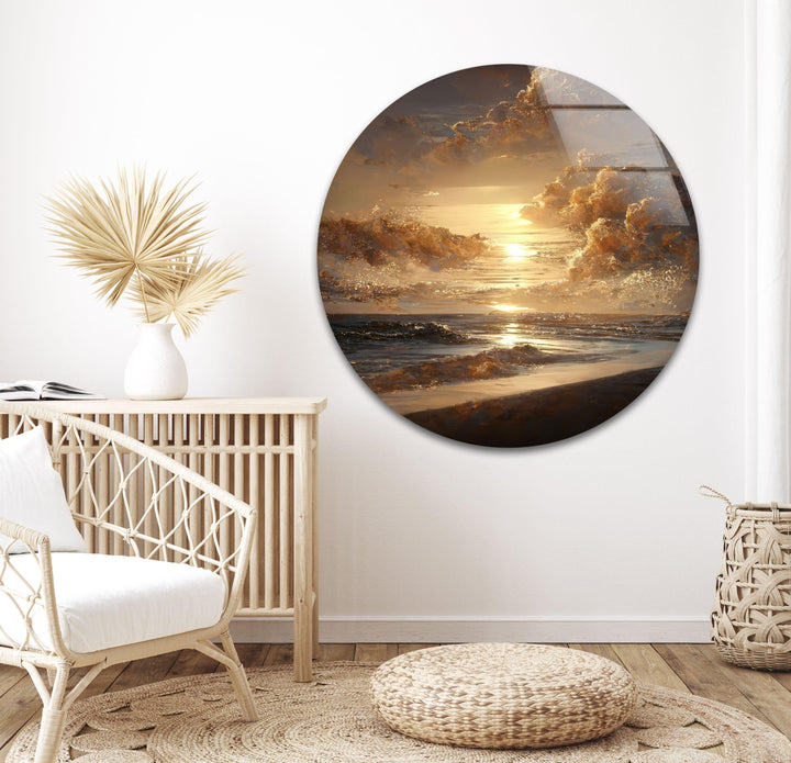 Sunset Landscape Art Glass Wall Art print on glass, glass printed photos