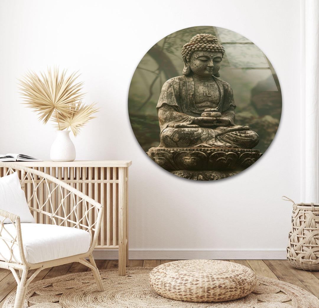 Green Buddha Glass Art Painting Collections