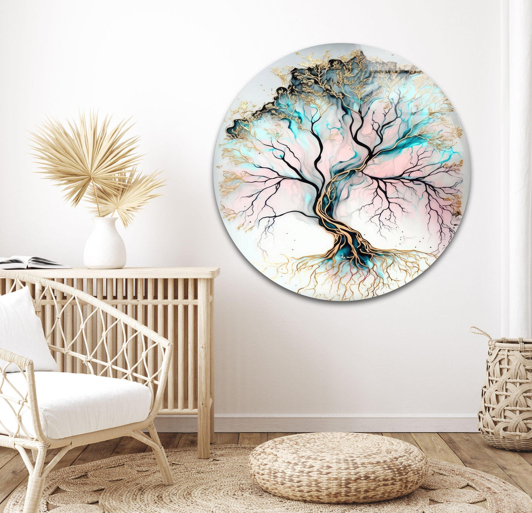 Life of Tree White Glass Wall Art glass pictures for Wall, glass prints wall art