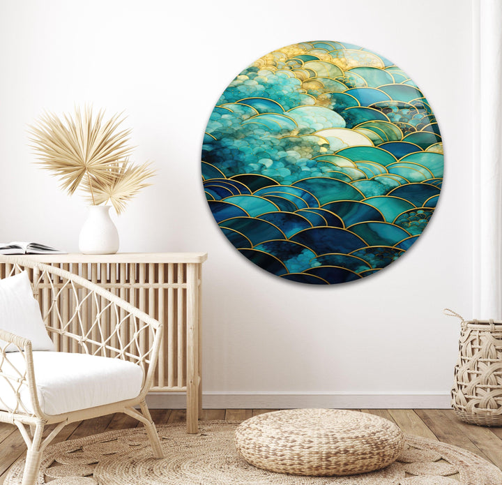 Stained Green and Gold Glass Wall Art glass image printing, glass prints from photos